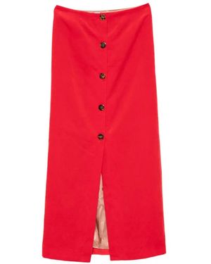 Blazé Milano Button-Front Maxi Skirt - Red