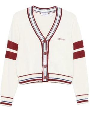 Off-White c/o Virgil Abloh Cropped-Cardigan Mit Streifen - Natur