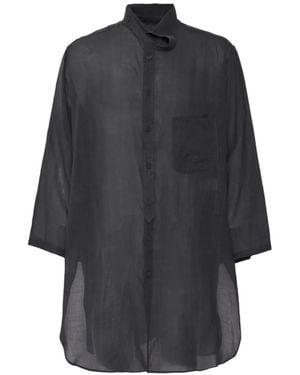 Yohji Yamamoto Asymmetric-Collar Shirt - Blue