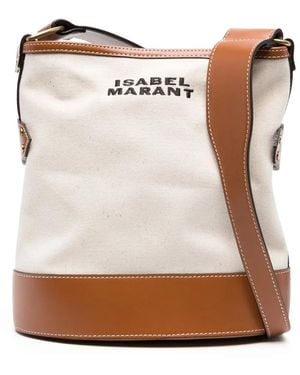 Isabel Marant Samara Logo-Embroidered Shoulder Bag - Brown