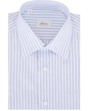 Brioni Striped-Pattern Shirt - Blue