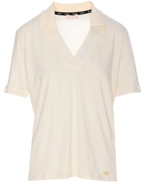 Liu Jo Short-Sleeve Polo Top - Natural