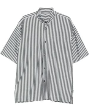 Homme Plissé Issey Miyake Chemise Rayée À Col Montant - Grey