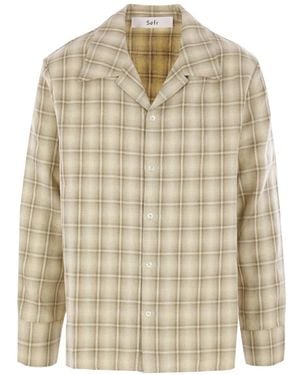 Séfr Kariertes Ignacio Hemd mit fallendem Revers - Weiß