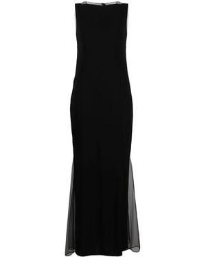 Helmut Lang Sheer-Panelled Flared Dress - Black