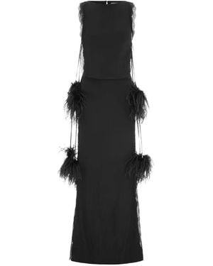 16Arlington Gabby Feather-Embellished Gown - Black