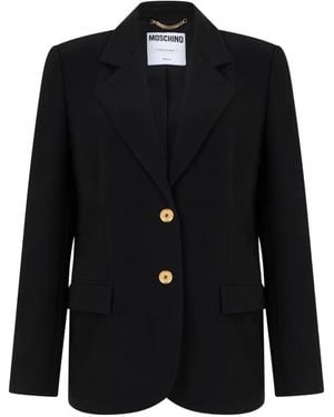 Moschino Logo-Button Notched-Lapels Jacket - Black