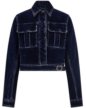Ferragamo Flap-Pocket Belted Cropped Jacket - Blue