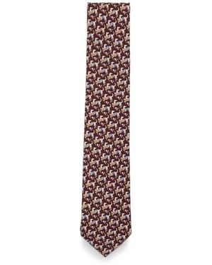 Ferragamo Animali Dog-Print Tie - Lila