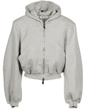 The Attico Logo-Embroidered Two-Way Zip Hoodie - Gray
