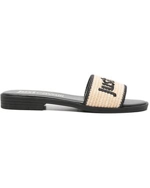 Just Cavalli Sandales À Logo Brodé - White