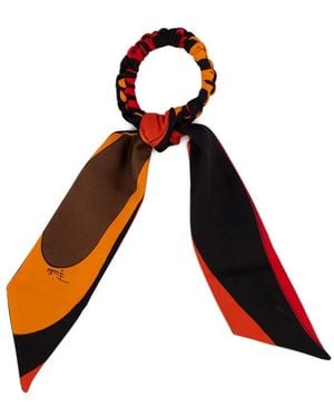 PUCCI Silk Hair Tie With Foulard Detail - Black