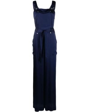 Alberta Ferretti Contrasting-Stitch Jumpsuit - Blue