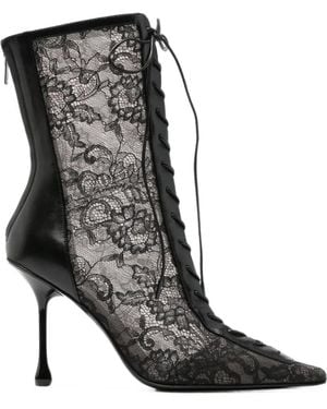 Jimmy Choo Scarlett Lace-Up Heeled Boots - Black