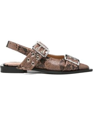 Ganni Ballerines À Effet Peau De Serpent - Multicolour