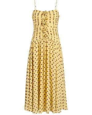 Cinq À Sept Polka Dot Floral Camille Dress - Metallic