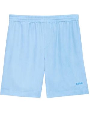 MSGM Short À Taille Élastiquée Et Logo - Blue