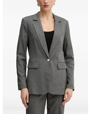Morgan Pinstripe Single-Breasted Blazer - Grey