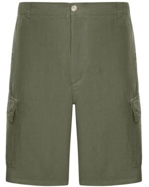 120% Lino Linen Cargo Shorts - Green