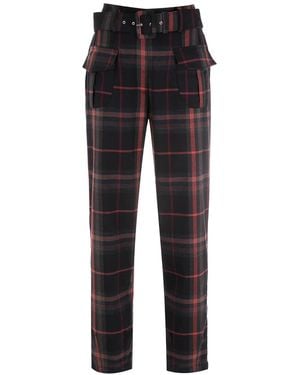 Olympiah Pantalones slim a cuadros - Negro