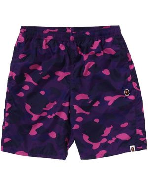 A Bathing Ape Camouflage-Pattern Swim Shorts - Purple