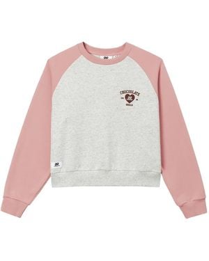 Chocoolate Logo-Print Raglan-Sleeve Sweater - White