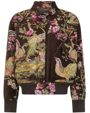 Roberto Cavalli フローラル ボンバージャケット - ブラウン