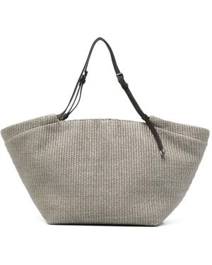 Brunello Cucinelli Cotton And Nylon Tote Bag - Grey