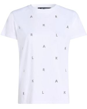 Karl Lagerfeld ラインストーン Tシャツ - ホワイト