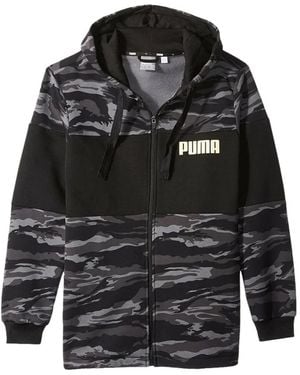 PUMA Camouflage-Print Full-Zip Hoodie - Black