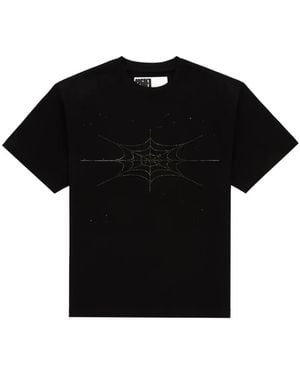 Sp5der Rhinestone Silk T-Shirt - Black