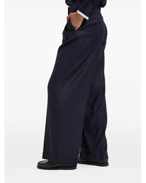 Peserico Pantalones Con Pliegues Y Dobladillo Vuelto - Azul