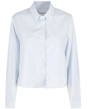 LA PISCINE Button-Up Collared Shirt - Blue