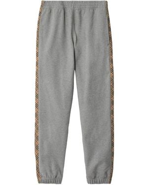 Burberry Check-trimmed cotton track pants - Gris
