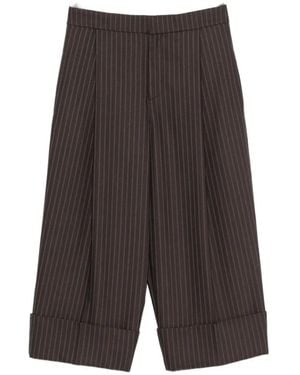 Elisabetta Franchi Pinstripe-Pattern Cuffed Pants - Grey