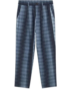 Pierre Louis Mascia Pleat-Detailed Checked Pants - Blue