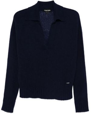 Tom Ford Maglione Con Scollo A V - Blu