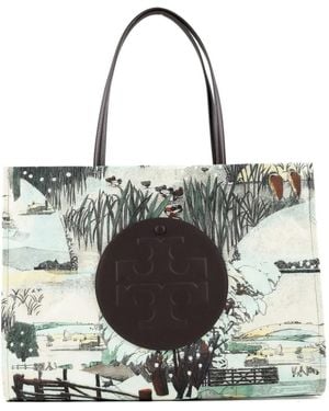 Tory Burch Ella Logo-Patch Tote Bag - Natural