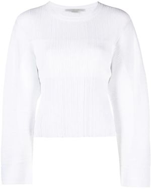 Stella McCartney Fine-Knit Plissé-Effect Top - White