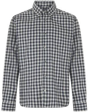 Fedeli Plaid Long-Sleeve Shirt - Gray