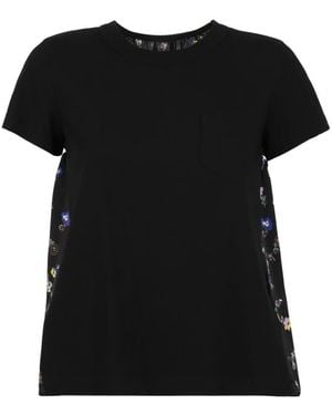 Sacai Floral-Print T-Shirt - Black