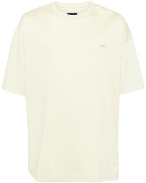 Juun.J Logo-Embroidered T-Shirt - Natural