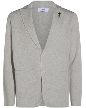 Lardini Flower-Embellished Buttoned Cardigan - Grey