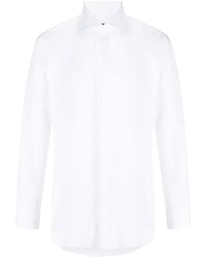 Barba Napoli Cutaway-Collar Long-Sleeve Shirt - White
