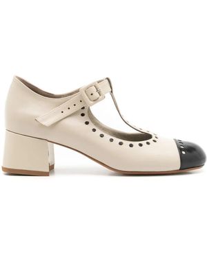 Sarah Chofakian Gabrielle 40Mm Leather Court Shoes - Natural