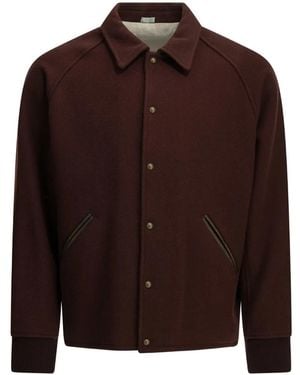 A.PRESSE Manteau Coach À Manches Raglan Et Boutons Pression - Brown