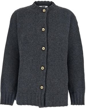 Grifoni Cardigan mit geripptem Besatz - Schwarz