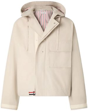 Thom Browne Hooded Chest-Pocket Jacket - Natural