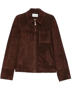 Drole de Monsieur Suede Logo-Patch Jacket - Brown