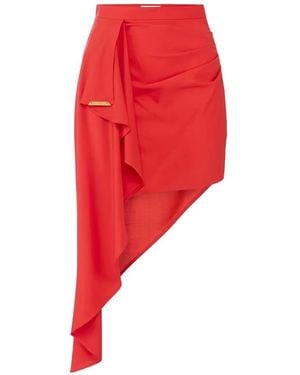 Elisabetta Franchi Cool Asymmetric Draping Skirt - Red